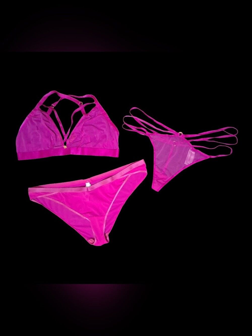 Clothes: Womens Size X-large Purple Bra & Panties 3pc Lot